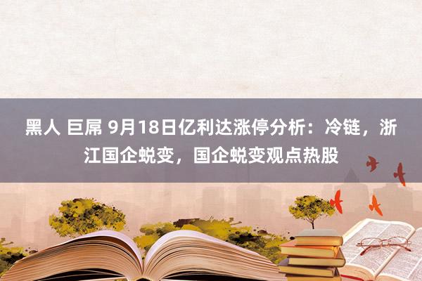 黑人 巨屌 9月18日亿利达涨停分析：冷链，浙江国企蜕变，国企蜕变观点热股