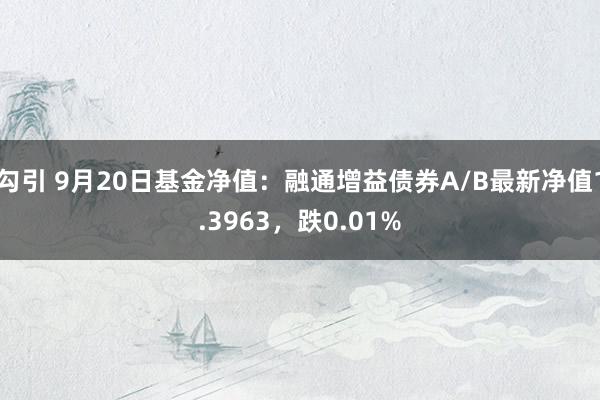 勾引 9月20日基金净值：融通增益债券A/B最新净值1.3963，跌0.01%