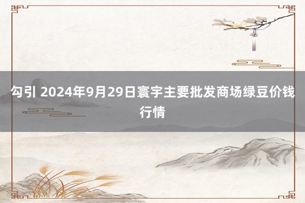 勾引 2024年9月29日寰宇主要批发商场绿豆价钱行情