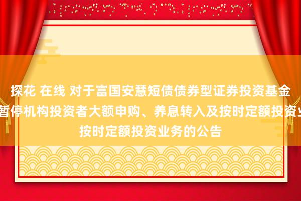 探花 在线 对于富国安慧短债债券型证券投资基金(E类份额)暂停机构投资者大额申购、养息转入及按时定额投资业务的公告