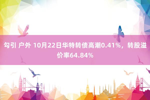 勾引 户外 10月22日华特转债高潮0.41%，转股溢价率64.84%