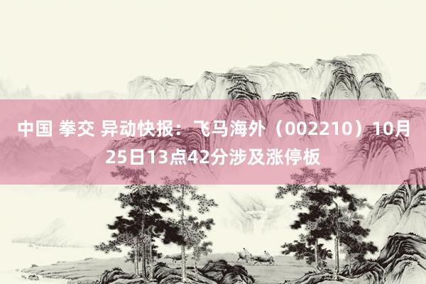 中国 拳交 异动快报：飞马海外（002210）10月25日13点42分涉及涨停板