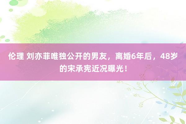 伦理 刘亦菲唯独公开的男友，离婚6年后，48岁的宋承宪近况曝光！