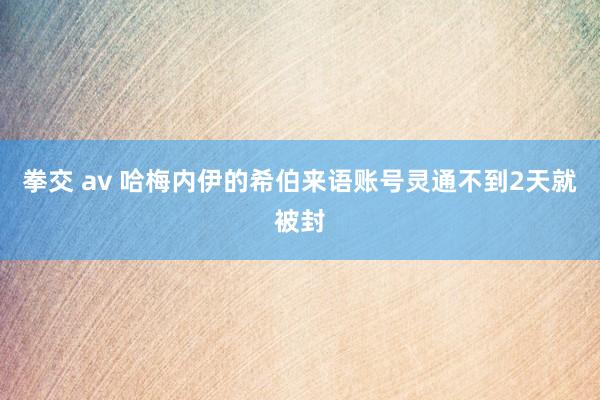 拳交 av 哈梅内伊的希伯来语账号灵通不到2天就被封